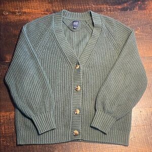 GAP Forest Green Ribbed Button-Up Women's Cardigan